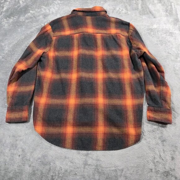 Old Navy Shirt Womens S Orange Boyfriend Plaid Flannel Evermore Inspired Swiftie - Picture 6 of 9